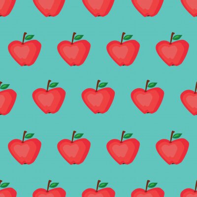 Behang Cartoon appels op een blauwe achtergrond