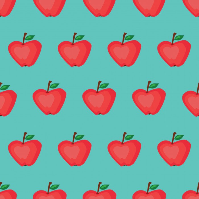 Behang Cartoon appels op een blauwe achtergrond