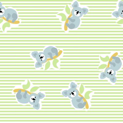 Behang Cartoon Baby koala dierlijke platte naadloze patroon
