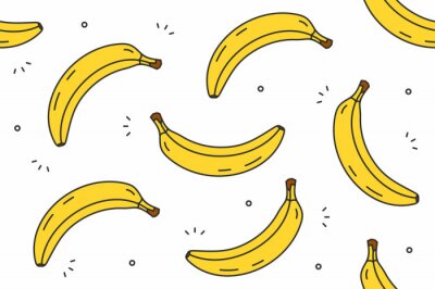 Behang Cartoon bananen op een witte achtergrond
