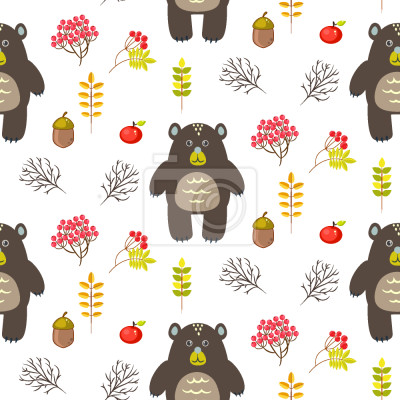 Behang Cartoon Bears In The Wood