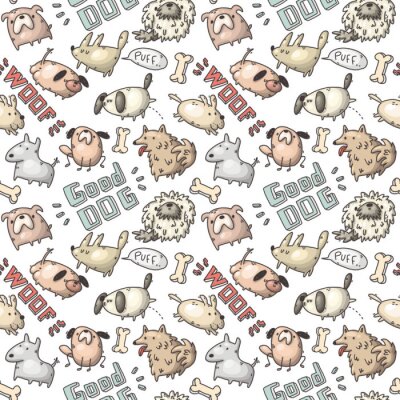 Behang Cartoon honden en teksten