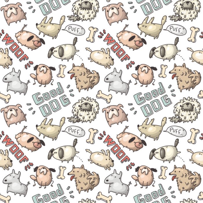 Behang Cartoon honden en teksten