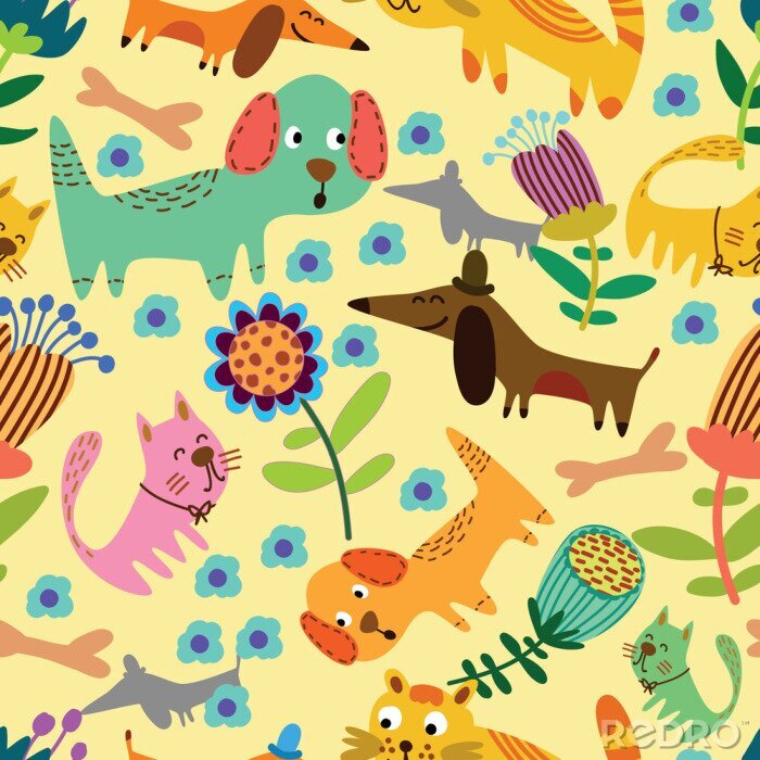 Behang Cartoon naadloos patroon voor kinderachtige ontwerpen.