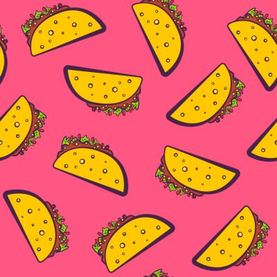 Behang Cartoon taco op een roze achtergrond