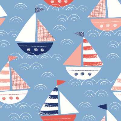 Behang Cartoon zeilboten