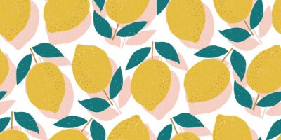 Behang Citroen vintage patroon