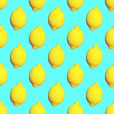 Behang Citroenen op een blauwe achtergrond in de stijl van pop-art