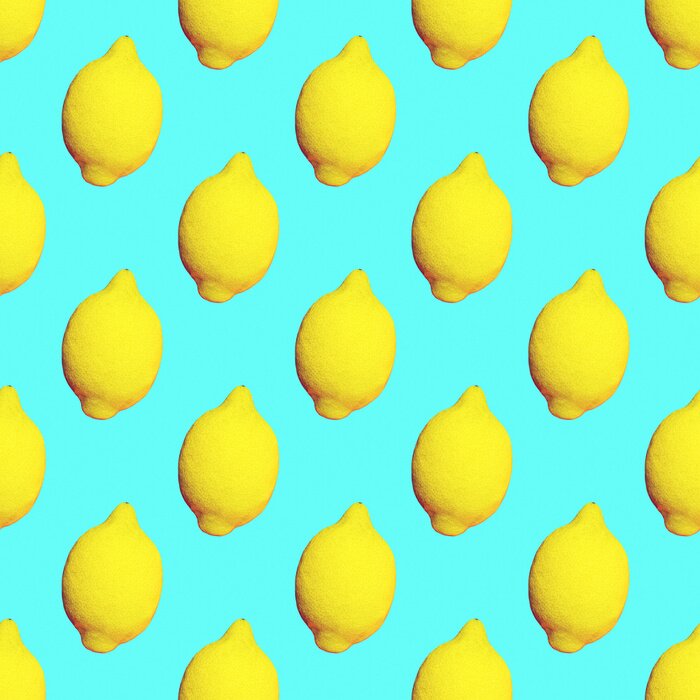 Behang Citroenen op een blauwe achtergrond in de stijl van pop-art