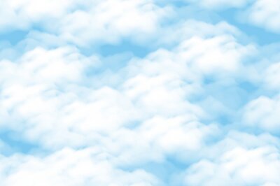 Behang Cloudscape Naadloze achtergrond, witte wolken op blauwe hemel. Vector