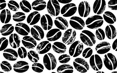 Behang Coffee Beans on White Background. Vector Abstract Seamless  Pattern.