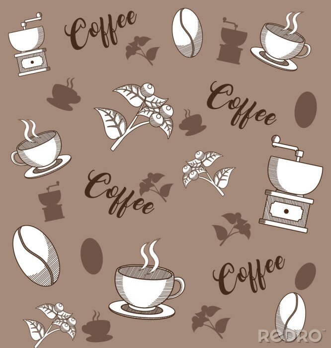 Behang Coffee pattern background