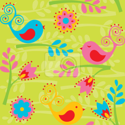Behang colorful Birdsong