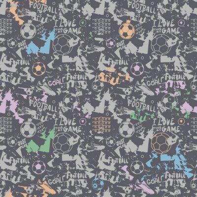 Behang Colorful seamless pattern for football for the boys' textiles. Grunge background for the design of sports flyers, banners. Print for children's t-shirts.