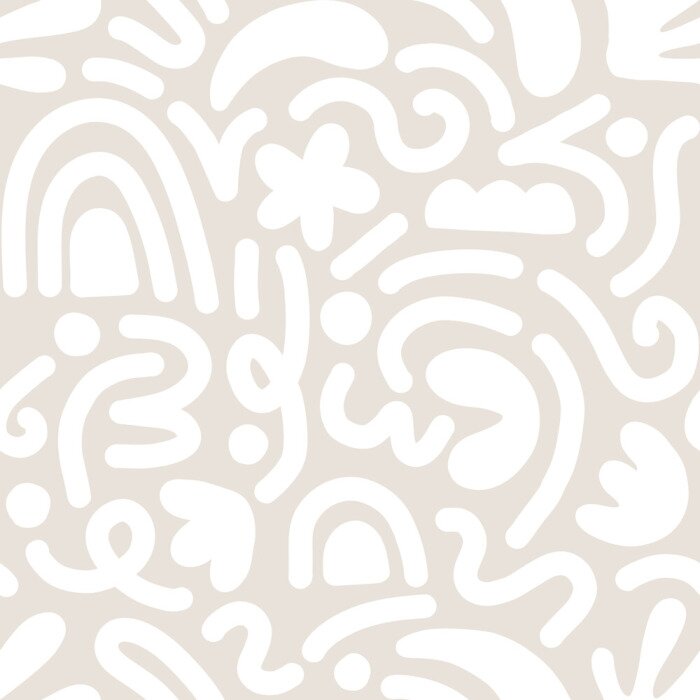 Behang Contemporary art collage with abstract shapes. Vector seamless pattern with Scandinavian cut out elements.