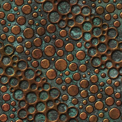 Behang Copper seamless texture with dots pattern on a oxide metallic background, 3d illustration