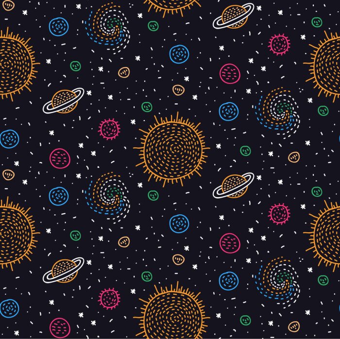 Behang Cosmos outer space doodles seamless vector pattern