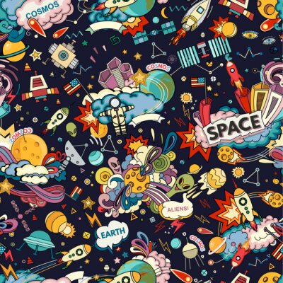Behang Cosmos Seamless Pattern