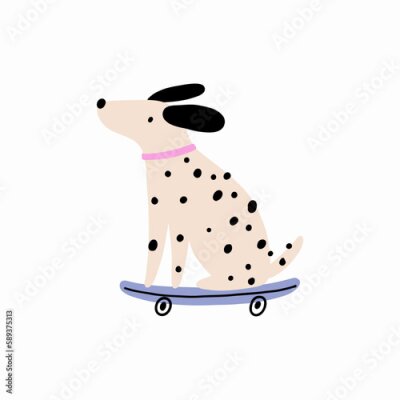 Dalmatiër op een skateboard