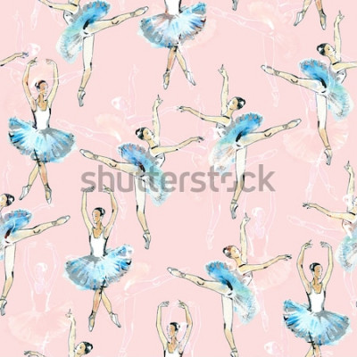 Behang Dans van blauwe prima ballerina's