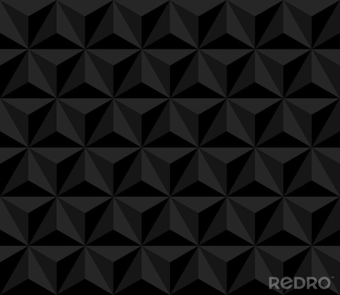 Behang dark pyramid. vector seamless pattern with triangles. black geometric background. visual illusion