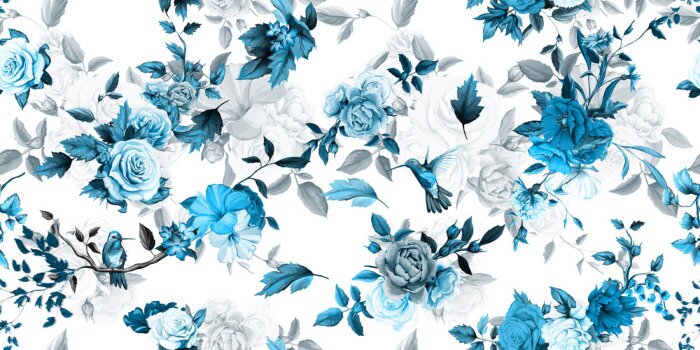 Behang De blauwe tuin