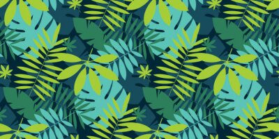 De eenvoudige groene tropische bladeren ontwerpen naadloos patroon
