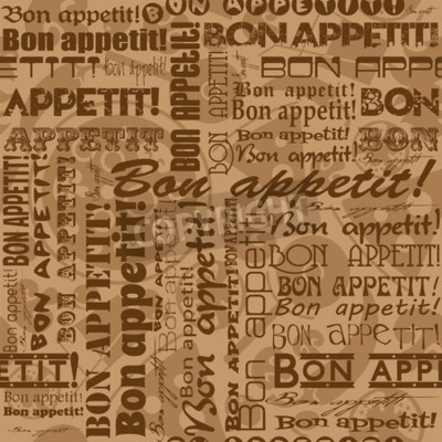 Behang De inscriptie "Bon appetit" geschreven in verschillende lettertypen