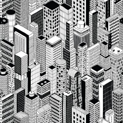 De wolkenkrabber van de stad naadloze patroon - medium