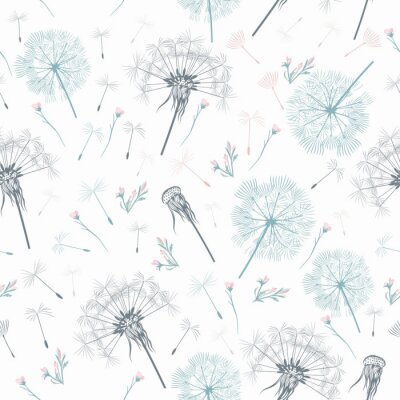 Behang Delicate grijze paardebloemen op een witte achtergrond