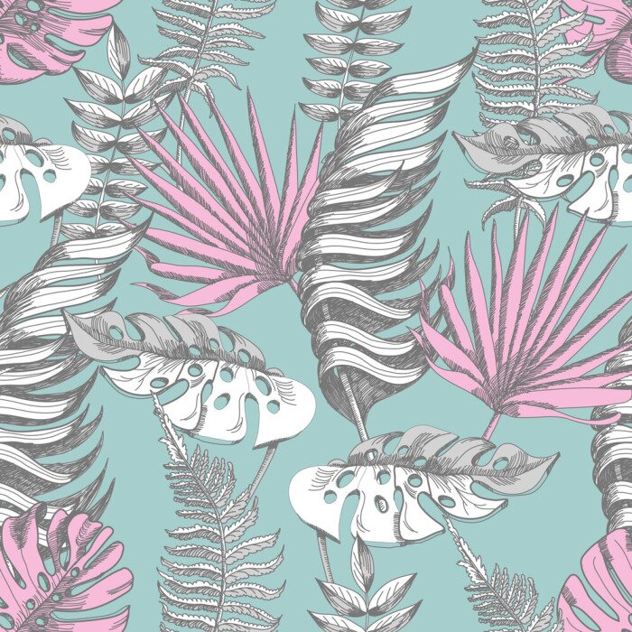 Behang Delicate tropische bladplanten