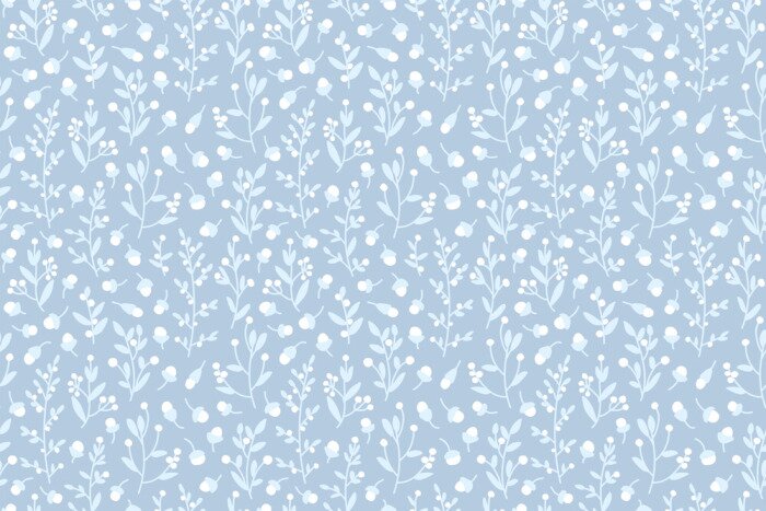 Behang Delicate veldbloemen op een blauwe achtergrond