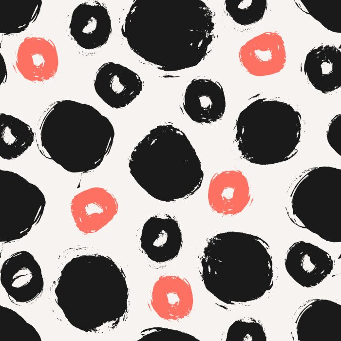 Behang Dessin in stippen en cirkels