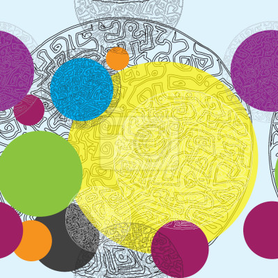 Behang Dessin met cirkelvormige stippen en patroon