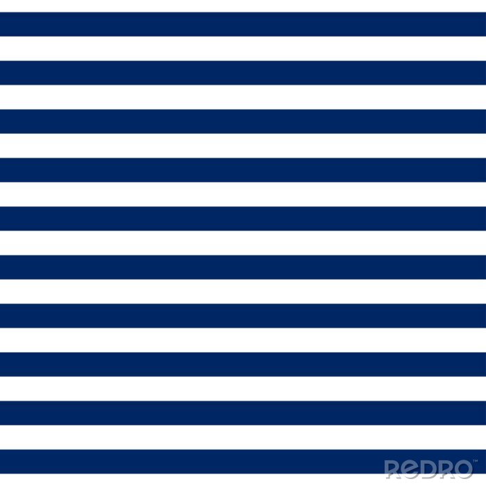 Behang Dessin met witte en marineblauwe strepen horizontaal