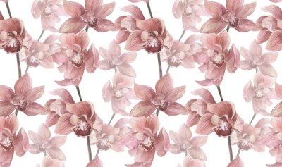 Behang Dichte roze orchideebloemen