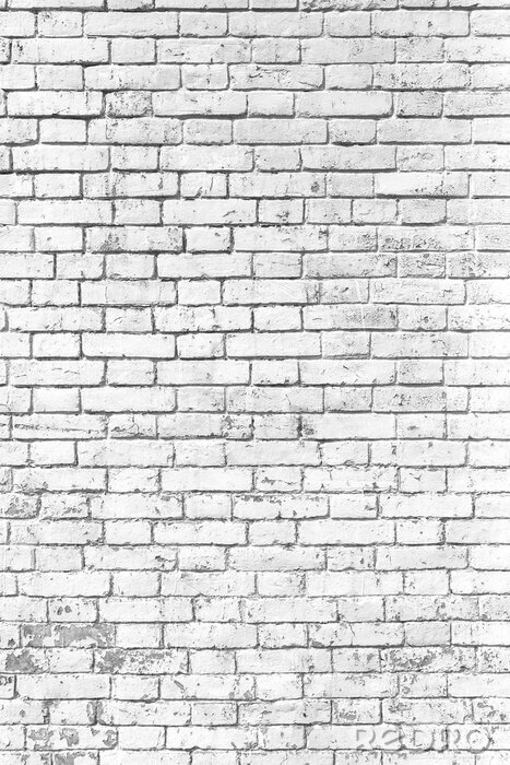 Behang Diepe voeg tussen witte bakstenen