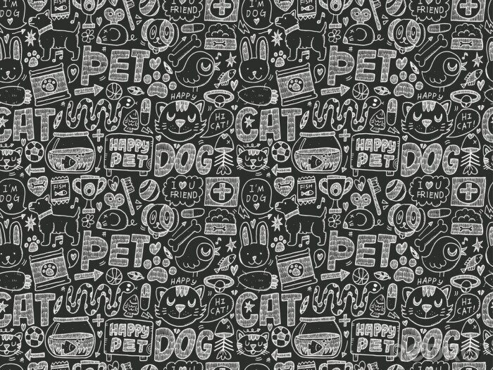 Behang Dieren getekend met krijt