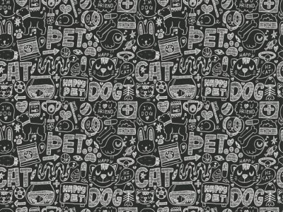 Behang Dieren getekend met krijt