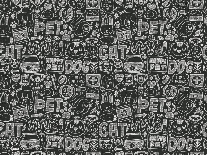 Behang Dieren getekend met krijt