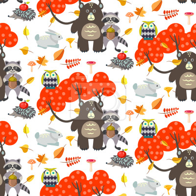 Behang Dieren in het herfstbos voor kinderen