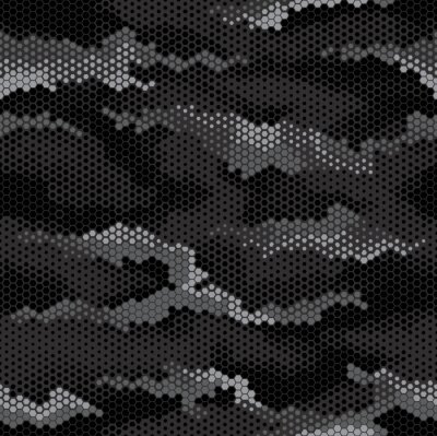 Behang Digital geomteric hexagon camouflage stealth pattern