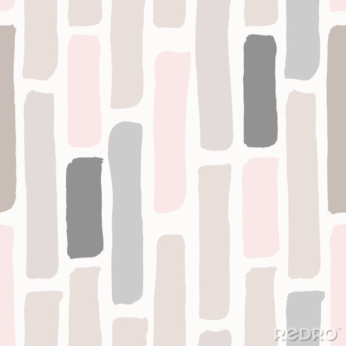 Behang Dikke strepen patroon in beige en roze tinten