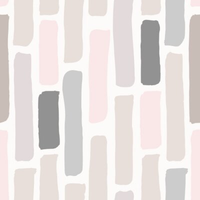 Behang Dikke strepen patroon in beige en roze tinten