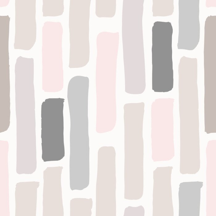 Behang Dikke strepen patroon in beige en roze tinten