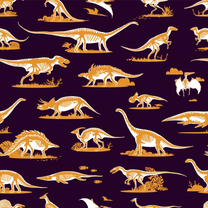 Behang Dinosaurus silhouetten