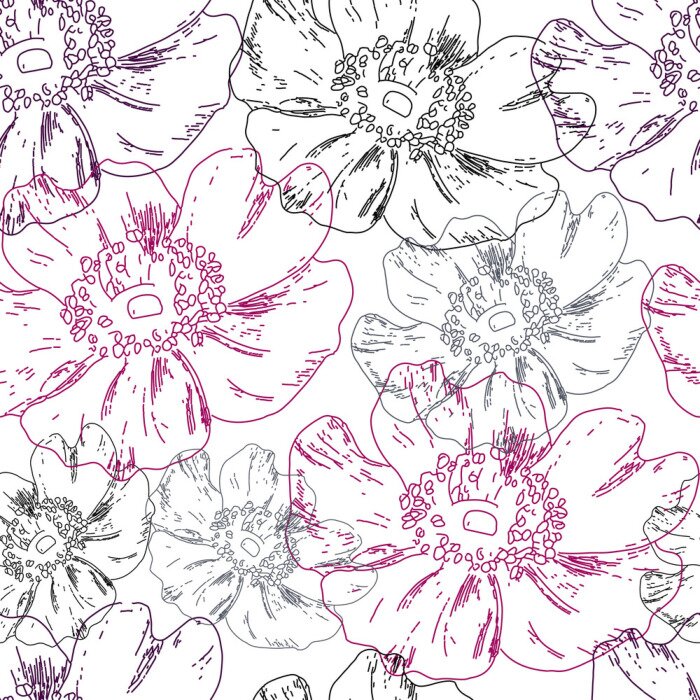 Behang dogrose naadloos patroon