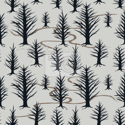 Behang Donker winterbos