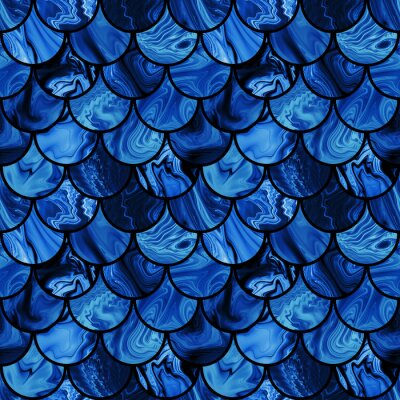 Behang Donkere Marmeren Vissenschubben