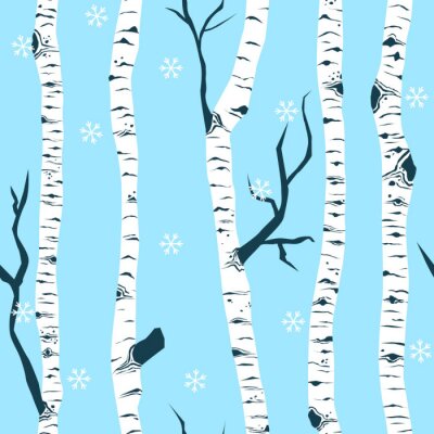 Behang Donkere takken groeien uit een berk